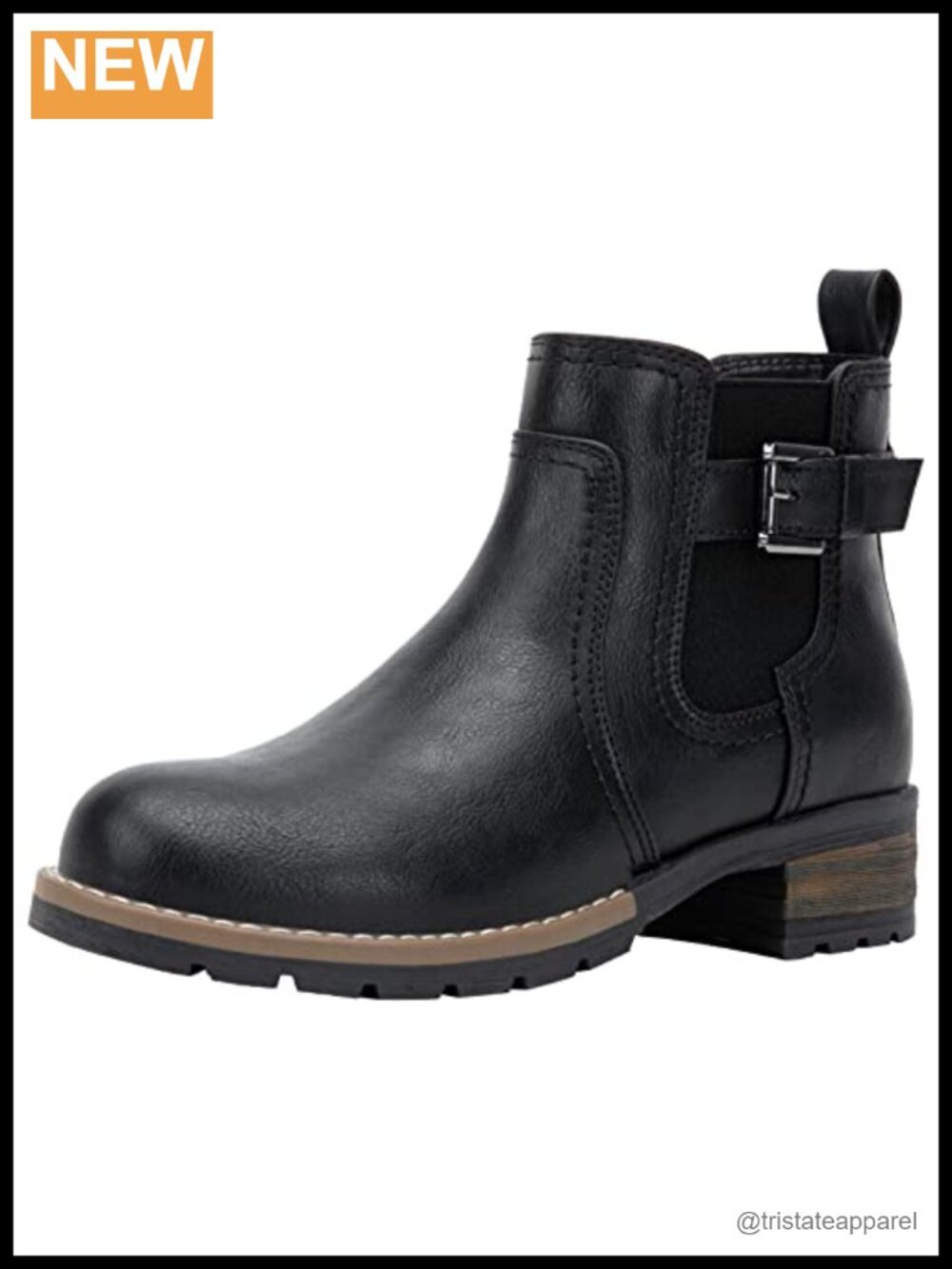 Chelsea Ankle Boots Faux Leather Low Heel Side Zip Women's